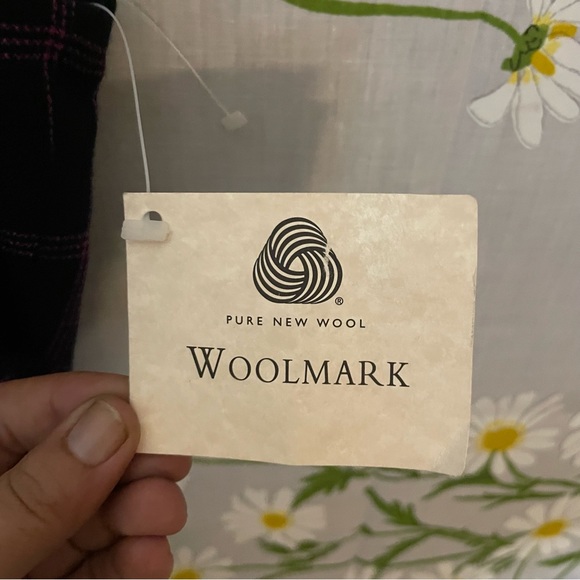 90s vintage deadstock black purple plaid wool sleeveless sheath style midi dress - Picture 8 of 8